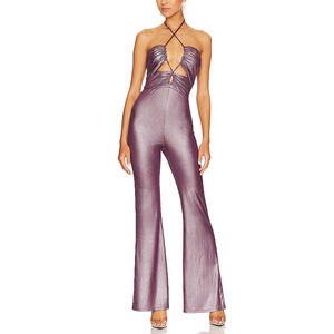 House Of Harlow 1960 x Revolve 'Lorenza' Halterneck Purple Jumpsuit / Rompoer